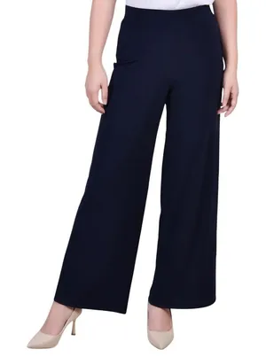 NWT Ny Collection Petite Mid Rise Pull On Wide-Leg Palazzo Pants Navy Blue SP thumbnail 1