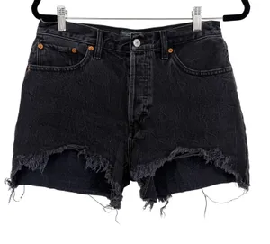 Abercrombie & Fitch High‎ Rise Denim Shorty Shorts Black Distressed Size 29 thumbnail 1