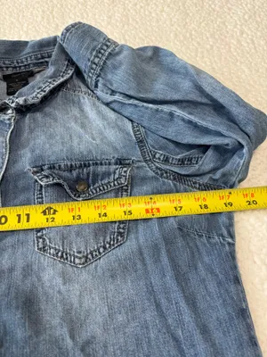 Vintage 90s Grunge Calvin Klein Chambray Denim Utility Shirt Dual Flap Pockets Size M thumbnail 5