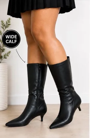 Impo Namora Black Stretch Mid-Calf Boots Wide Calf Memory Foam 11W-WC NWB thumbnail 1