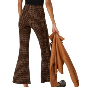 Anthropologie Sabine Flare Pants‎ Brown Black Motif Size Medium thumbnail 6