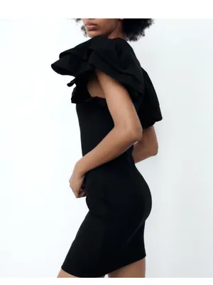$70 NWOT Zara ribbed ruffle sleeve mini dress, S thumbnail 3