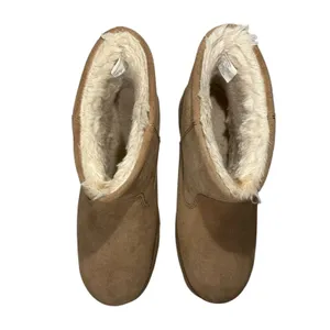 Suede Platform Ankle Boots Faux Shearling Lined Camel Brown 25033100 F24 US 8 thumbnail 4