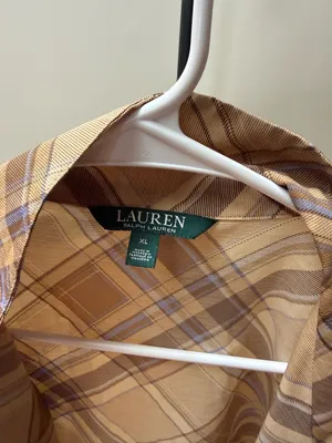 ☀️Ralph Lauren Plaid Button-Up Shirt in Tan and Brown thumbnail 3