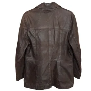Vintage‎ German Real Leather Echtes Leder Women's Jacket Brown Sz L Waxed thumbnail 3