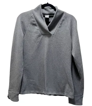 REI Sweater Heather Gray Shawl Collar Long Sleeve Pullover Fleece Sz M thumbnail 1