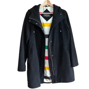 Pendleton Campbell virgin wool vintage black winter coat hooded zipper women's S thumbnail 2