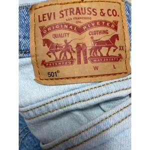 Levi's 501 Women's Blue Coloblock Patchwork Straight High Rise Denim Jeans Sz 28 thumbnail 8
