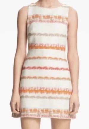ALICE + OLIVIA Women's Ivory Orange Gray Textured Sleeveless Sheath Mini Dress 2 thumbnail 1