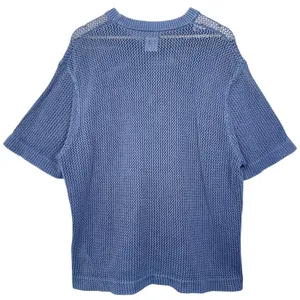 Abercrombie & Fitch Blue Open Knit Oversized Short Sleeve Sweater Top Sz XXL 2XL thumbnail 3