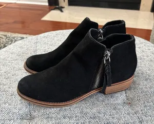 Dolce Vita Black Suede Ankle Booties Dual Zip Tassel Boots Size 10 thumbnail 1