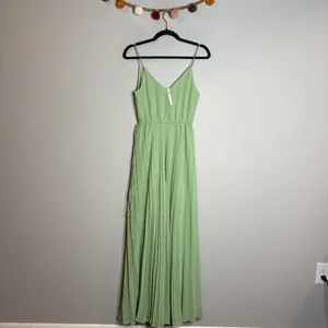 ASOS Design Pleated Cami Maxi Dress Drawstring Waist in Sage Green thumbnail 2