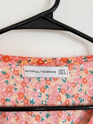 Faithfull the Brand Margherita Orange Floral Smocked Mini Dress thumbnail 2