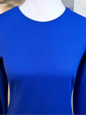 💥 Amanda Uprichard Cobalt Blue Ponte Knit Long Sleeve Shift Dress Size M 💛 thumbnail 7