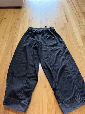 Daily Practice Anthropologie Gray Black Barrel Leg Pull on Pants Sz S thumbnail 7