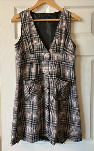 TCEC Plaid Dress Womens Med Red pink Gray Sleeveless Preppy Holiday thumbnail 1