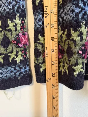 Talbots Vintage Floral Embroidered Cardigan Sweater Size Large Women’s thumbnail 12