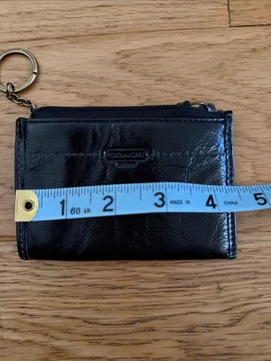 Coach Black Leather Key Ring Card Holder thumbnail 4
