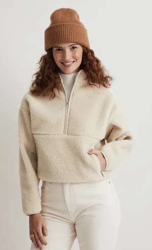 Madewell Faux Shearling Half-Zip Pullover NWT‎ size xsmall thumbnail 1