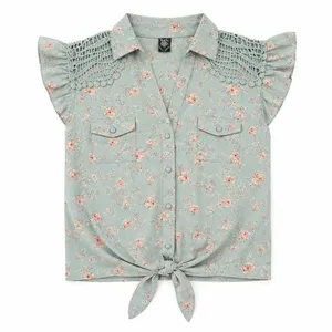 Rue21 Blue Floral Print Collared Top, S thumbnail 5