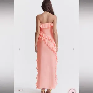 House of CB Sarina Peach Ruffle maxi Dress size large thumbnail 9