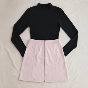 Forever 21 Baby Pink Zip-Front Faux Suede Mini Skirt Coquette L thumbnail 4