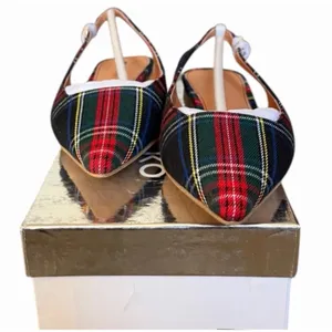 Matiko Lori Tartan Plaid Slingback Pointed Toe Flats Women’s 37 NIB Modern thumbnail 2