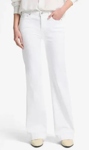 7 For All Mankind Classic White Flare Women's Jeans with Silver Sequins thumbnail 1