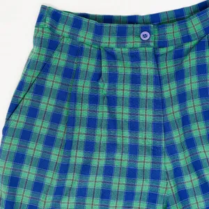 Vintage High Waisted Blue Green Plaid Shorts thumbnail 6