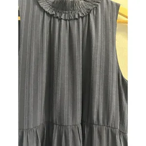 GLAM Navy Blue Tiered Mock Neck Mini Dress Sleeveless Ruffle Babydoll Size M thumbnail 11