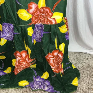 Boho, Tribal print homemade dress. Green Size L thumbnail 2