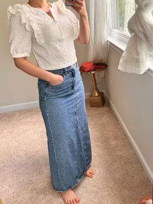 Mango long denim high waist skirt. S thumbnail 13