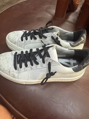 P448 White Sneakers with Black Snake-Print Heel thumbnail 3