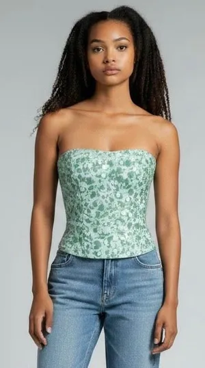 RILEY & JAMES Sequin Embellished Strapless Top Mint Green Size Juniors Medium thumbnail 1