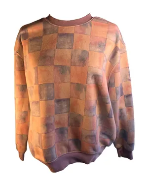 Pink & Blue Checkered Sweatshirt Size S thumbnail 1