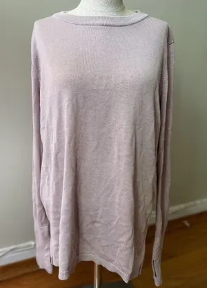 Lululemon Bring It Backbend Sweater Porcelain Pink Cashmere P2P 21” Sz 4 FLAWED thumbnail 2