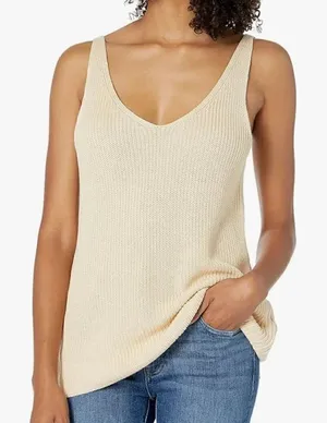 The Drop Claire Double V-Neck Textured Rib Sweater Tank Women’s Medium thumbnail 1
