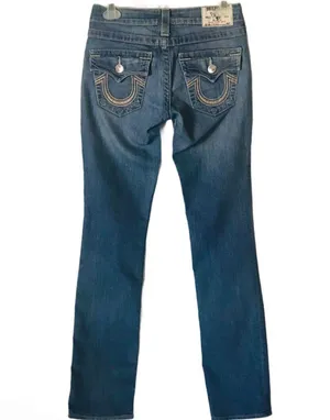 True Religion Straight Leg Blue Jeans thumbnail 2