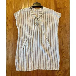 Viola Borghi made in Italy striped lace up tunic coverup thumbnail 9