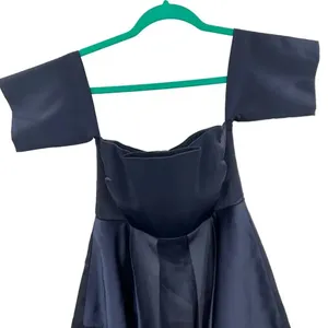 Selfie Leslie Aly Off the Shoulder Satin‎ Romper Navy Blue Size Small thumbnail 4