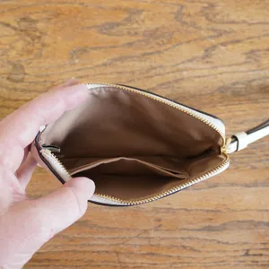Coach Pebbled Leather Small Wristlet Chalk White Gold Hardware‎ Zip Pouch thumbnail 3