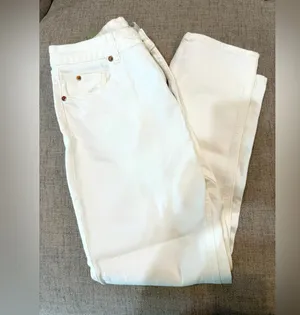 H&M White Slim Leg High-Waist Jeans Classic Denim 12 thumbnail 1