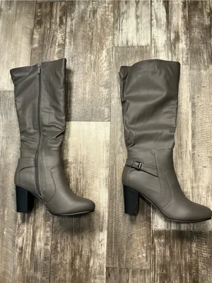Journee Collection Tall Gray Knee-High Block Heel Boot Size 9 thumbnail 6