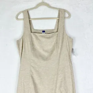 Old Navy Sleeveless Square Neck Midi Dress Size Large Flax Linen NEW Vacation thumbnail 5