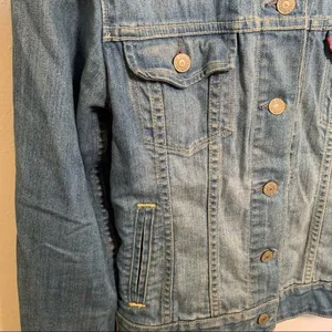 Levi's Womens Size Small Denim Jean Jacket Light Wash Stretch Cotton thumbnail 6