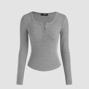 Cider Solid Rib Long Sleeve Tee Grey Large NWT IN PACKAGE thumbnail 3