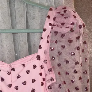 NWT Luxe Wave Size S Pink Heart Patterned Dress thumbnail 11