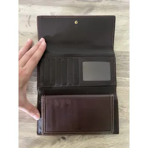 Coach Brown Leather C Monogram Stitched Continental Long Wallet Checkbook thumbnail 9