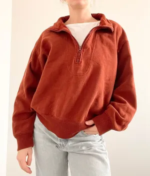 A New Day Rust Half-Zip Pullover thumbnail 1