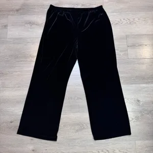 White‎ Stag Black Velvet Wide Leg Pants Womens XL Stretch Elastic Waist Casual thumbnail 3